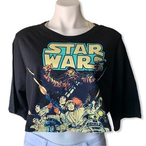 Star Wars Black Short Sleeve Crop Tee, Medium